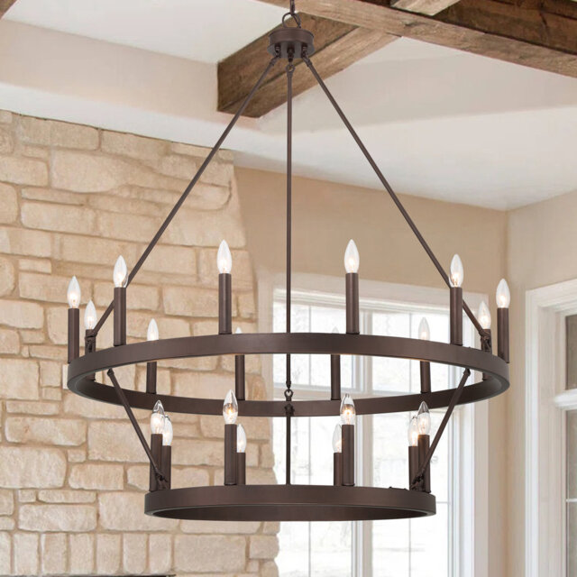 Farwell  2 Tier 20 Light Wagon Wheel Candle Style Chandelier