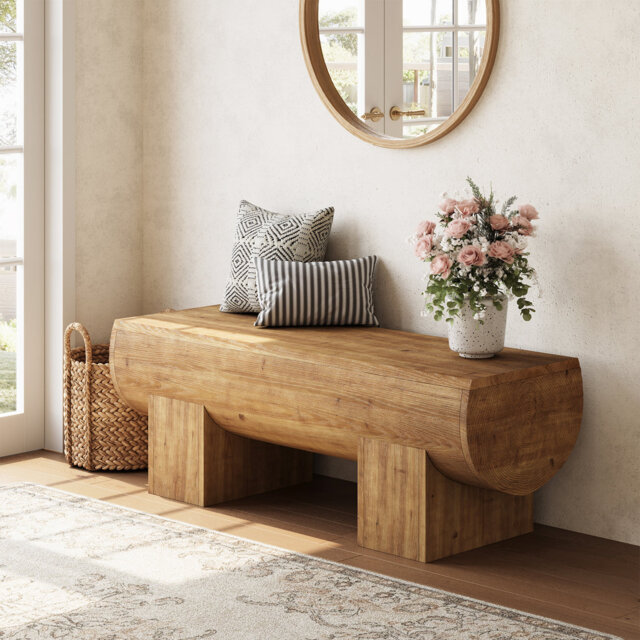 Solid Wood Entryway Bench