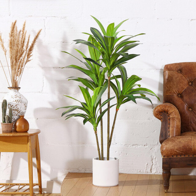 Artificial Plants Indoor 150 Cm Tall Fake Dracaena Tree Large Faux Plants With Plastics Pots For Outdoor Modern Home Office Decoration (1 Pack)