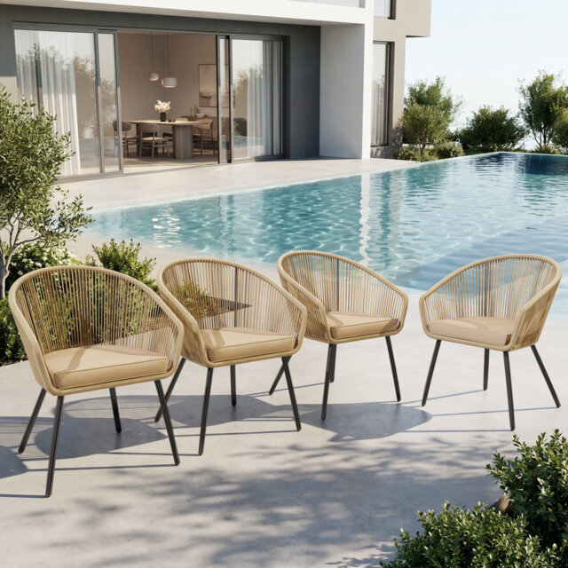 Outdoor Rattan Dining Chairs With Cushions