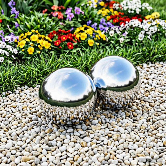 Gazing Ball Silver Stainless Steel 201 Decorative Ornaments Garden Home