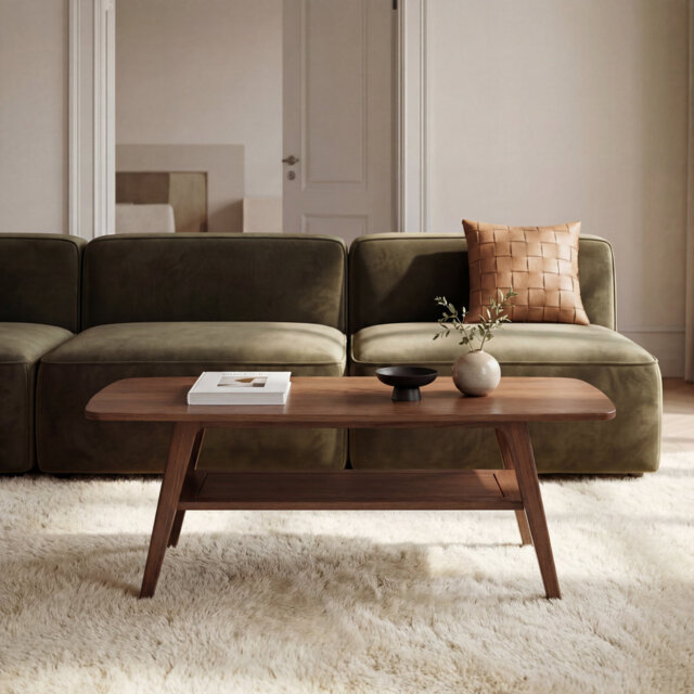 NRLBSC Solid Wood Four Leg Coffee Table with Storage