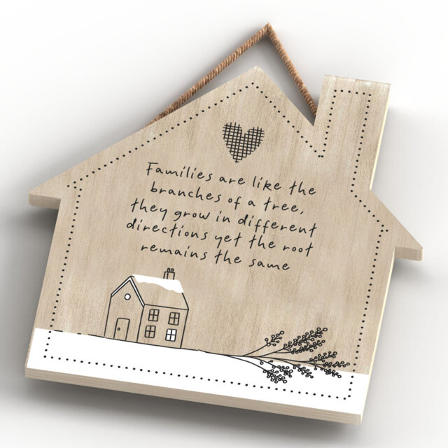Family Roots and Branches Wall Décor Wooden House Plaque