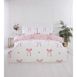 Printed Bows Polyester Floral Duvet Cover Set