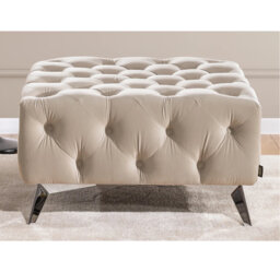 Whitby 80cm Wide Velvet Tufted Square No Pattern Footstool Ottoman