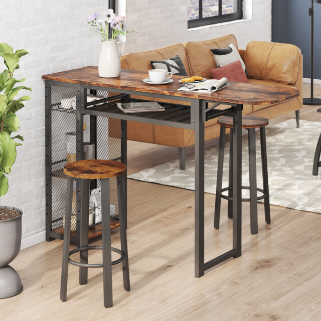 139cm Scalable Kitchen Island Set with 2 chairs & 4-tier storage