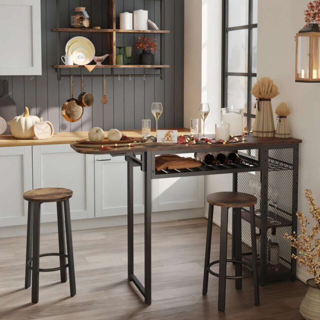 139cm Scalable Kitchen Island Set with 2 chairs & 4-tier storage