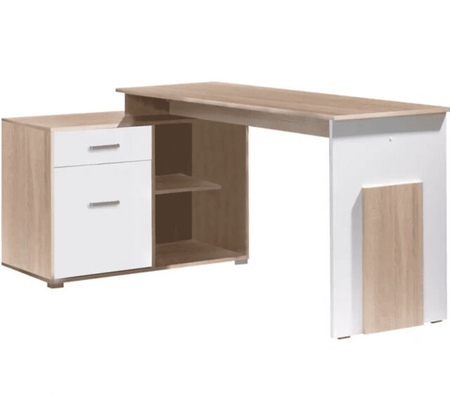 Como L-Shaped Metal Base Writing Desk