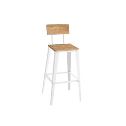 Bar Stool Set Of 2 With Backrest Easy Assembly ,White