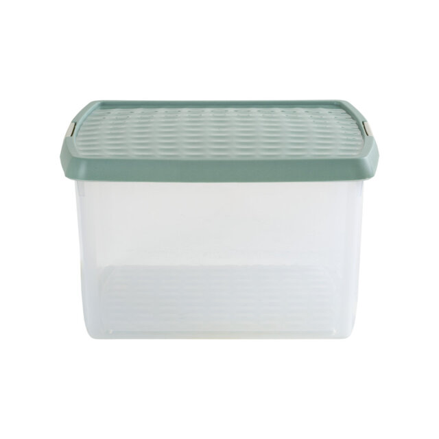 Wham Clip 25.5L Square Plastic Storage Boxes with Secure Clip Lock Lids. L:39.5 x W:39.5 x H:22.5cm Clear/Stone/Slate Grey