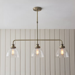 Anais 3-Light Linear Chandelier finished in Ant. Brass