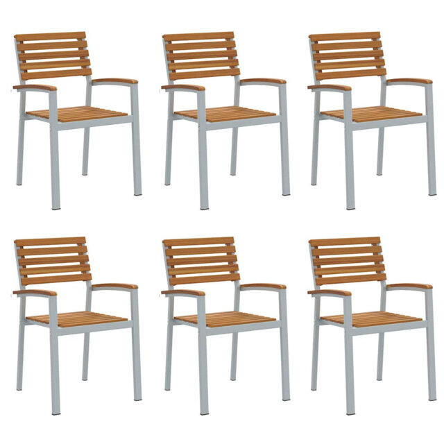 Garden Chair 6 Pcs Brown 56 X 57 X 87Cm Solid Acacia Wood