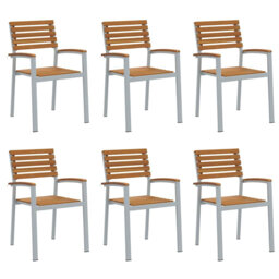 Garden Chair 6 Pcs Brown 56 X 57 X 87Cm Solid Acacia Wood