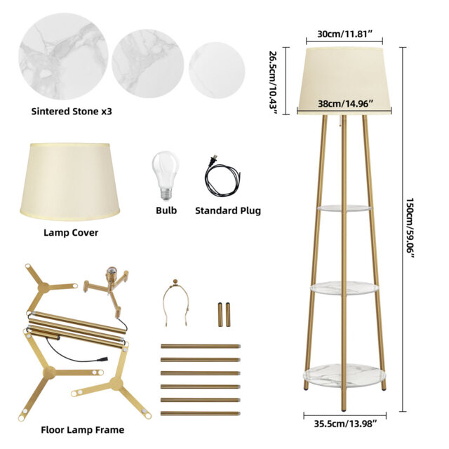 Abdulahi 150cm Gold Tripod Floor Lamp
