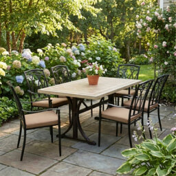 Hampton Dining Table with 6 ASCOT Chairs Garden Set