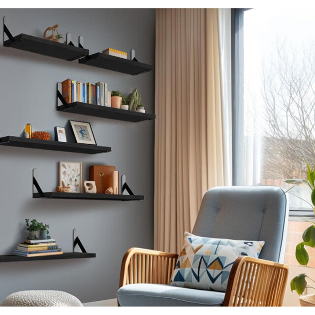 Floating Shelves Set of 6, Wood Floating Shelves for Wall Decor