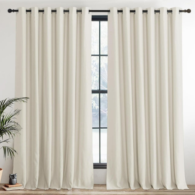 Thermal Insulated Curtains 229 x 229 cm Eyelet Balance Temperature Curtains Beige, 2 Panels