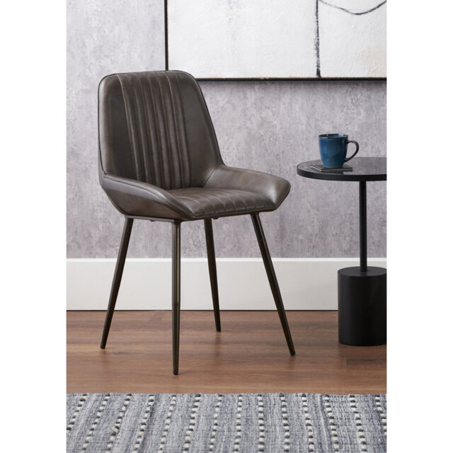 Mariners 52cm H Genuine Leather Upholstered Metal Upholstered Back Side Chair