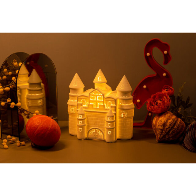 Castle Porcelain Table Lamp - Fairytale Fortress Ceramic Light for Princess Bedroom