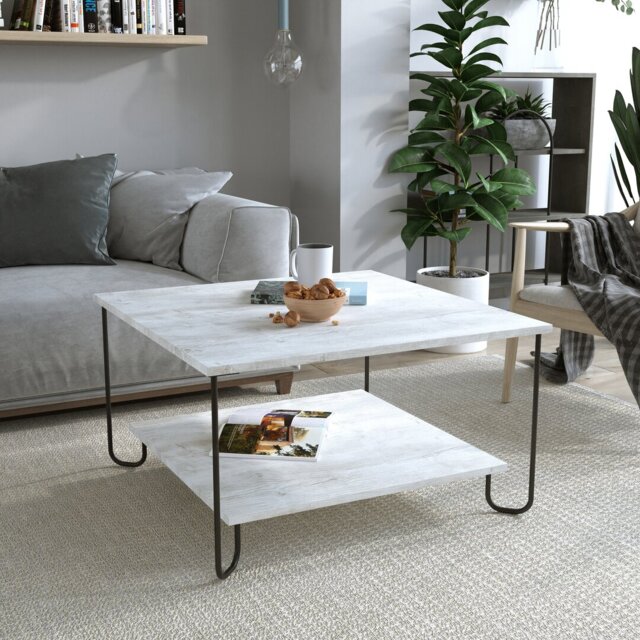 Cristiana Square Coffee Table with Storage - Sleek Design & Durable Metal Legs