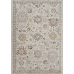 Washable Living Room Traditional Lagoon Floral Area Rug – Soft Polypropylene Weaving, Low Pile, Non Slip Cotton Backing for Elegant Indoor Spaces, Bei