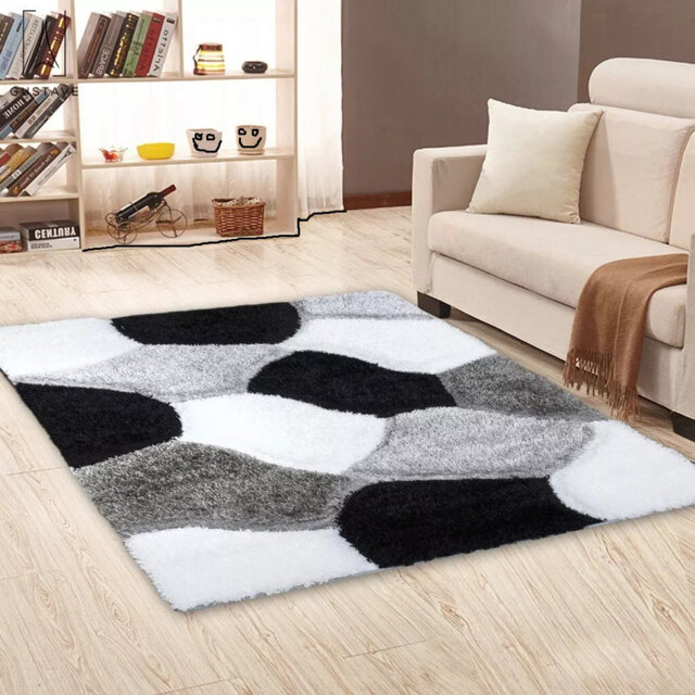 Modern 3D Shaggy Rugs Geometric Carved Design Large Area Rugs Soft Thick Fluffy Rug For Living Room Bedroom Small Floor Mats