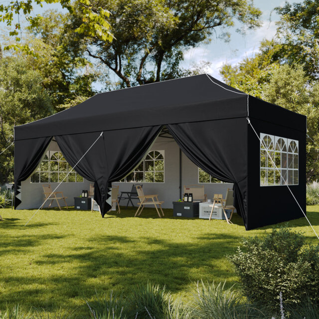 Pop Up Gazebo with Sides Waterproof Outdoor Canopy with Wheeled Carry bag Heavy Duty Instant Shelter for Garden Party BBQ
