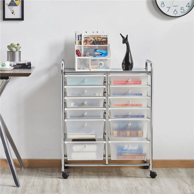 12 Drawer Storage Drawer with Locking Wheels