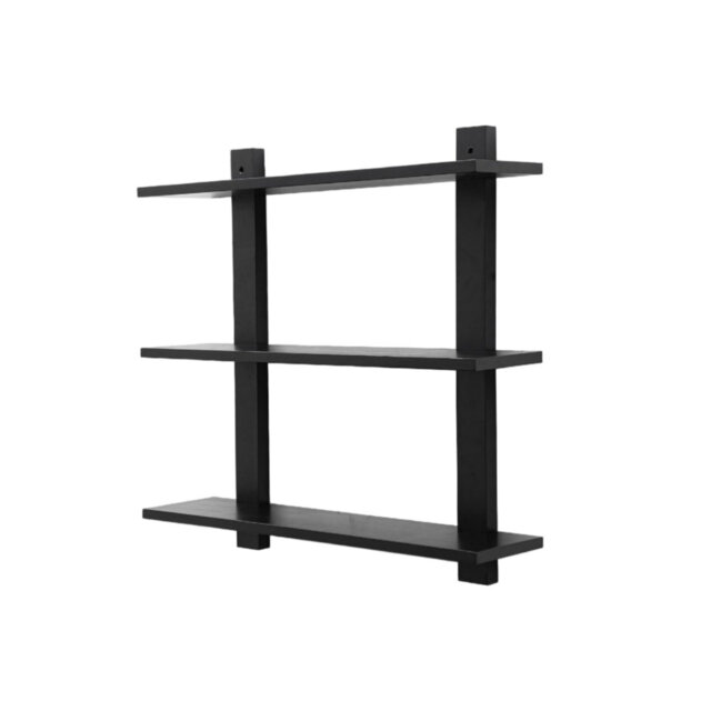 Rustic 3 Tier Wall Shelves, Decorative Wood Black Floating Shelf for Bathroom Living Room