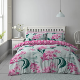 Elegant Blossom Floral Duvet Cover Set with Matching Pillowcases - Comfortable Polycotton Bedding Single Double King