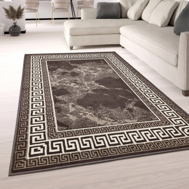 Aniweta Geometric Machine Woven / Power Loomed Brown Area Rug