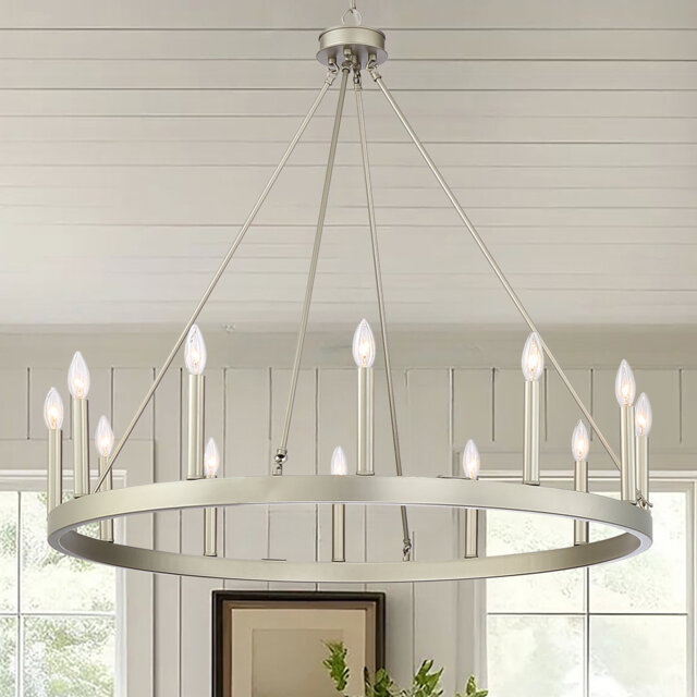 12-Light Wagon Wheel Candle Style Chandelier