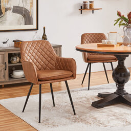 Upholstered Dining Chair with Modern Tufted PU Leather