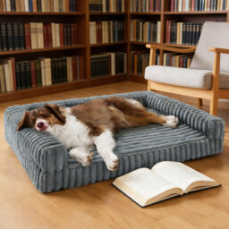 Orthopedic Dog Beds Large  Waterproof Memory Foam Dog Sofa With Sides, Non-Slip Bottom And Egg-Crate Foam Large Pet Couch Sofa With Washable Removable