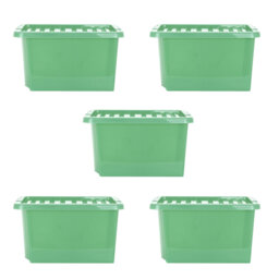 Wham Crystal 28L Plastic Storage Box Pack of 5 Tint Leprechaun green
