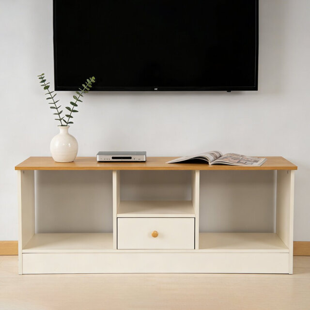 "Unfinished TV Stand for TVs up to 40"" with Fireplace Included"