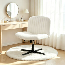 Armless Wide Desk Chair, Velvet Office Chair with Adjustable Height