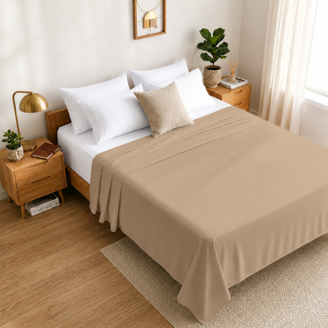 Luxury Soft Microfiber 140 Thread Count Flat Sheet Easy Care Breathable Bedding Sheet