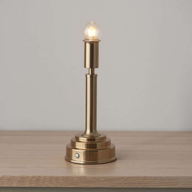 Upton Rechargeable Table Lamp Base finished in Br Aged Brass
