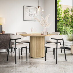Arlo Black Table Top W Black Legs + Myla Linen Dining Chair Grey Set Of 4