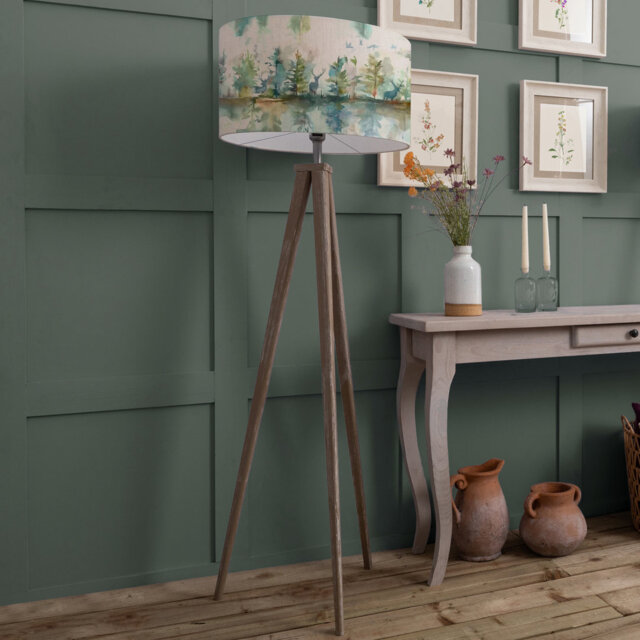 Aratus Grey Floor Lamp & Wilderness Eva Topaz Shade