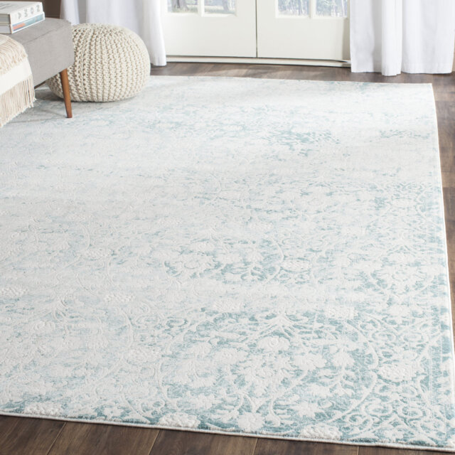 Dedrick Hooked Turquoise/Ivory Rug