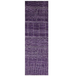 Geometric Hand Knotted 71cm X 388cm Area Rug