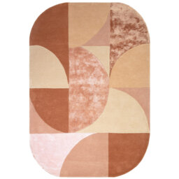 Oval Corel Geometric Handmade Hand Tufted Pink Area Rug