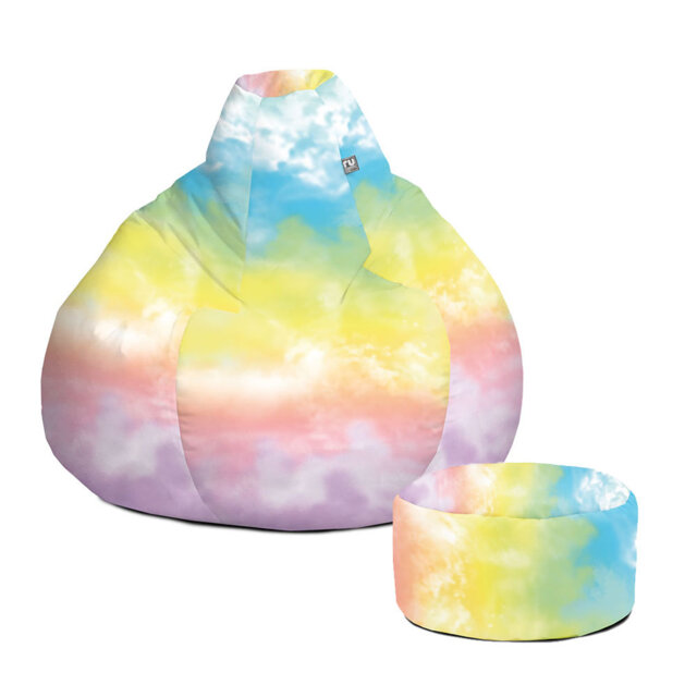 rucomfy Beanbags Tie-Dye Bean Bag Kids Printed Colourful Design Filled Childrens Chair. Durable Machine Washable Furniture. Pastel Colours, Indoor Fil