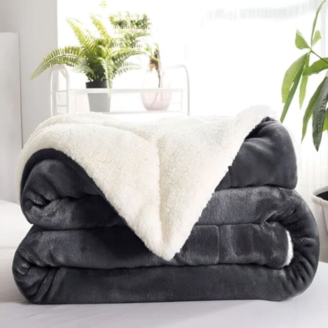 Kaylie Soft Sherpa Fleece Fur Thick Dual Sided Reversible Blanket Throw