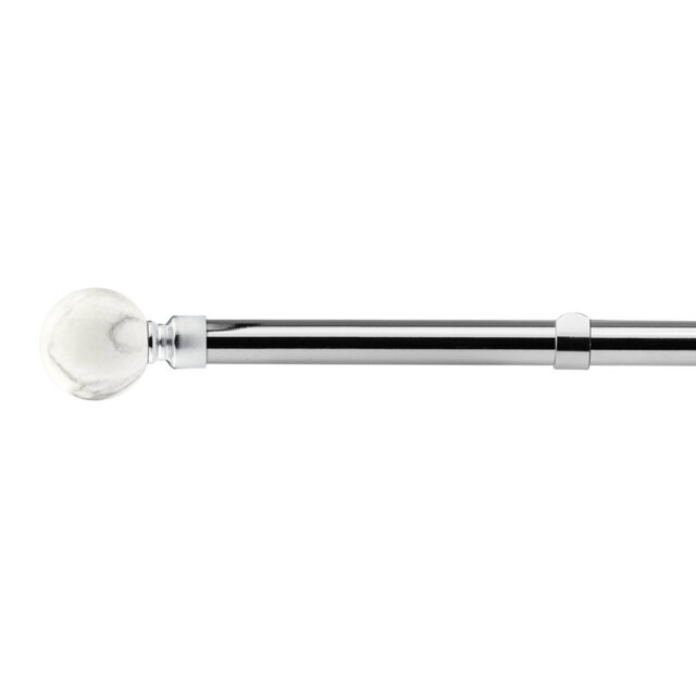 Marble Brushed Silver Adjustable 160cm to 300cm 2cm Single Curtain Pole
