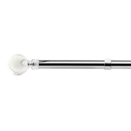 Marble Brushed Silver Adjustable 160cm to 300cm 2cm Single Curtain Pole