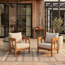 Owen Solid Acacia Wood Outdoor Lounge Chair Set