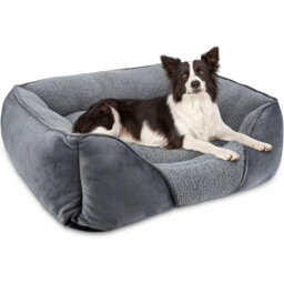 Large Dog Bed Washable, Grey Dog Bed Puppy Beds Orthopedic Pet Bed With Anti-Slip Bottom, Low Front Edge Cat Bed For Border Collie, Golden Retriever,